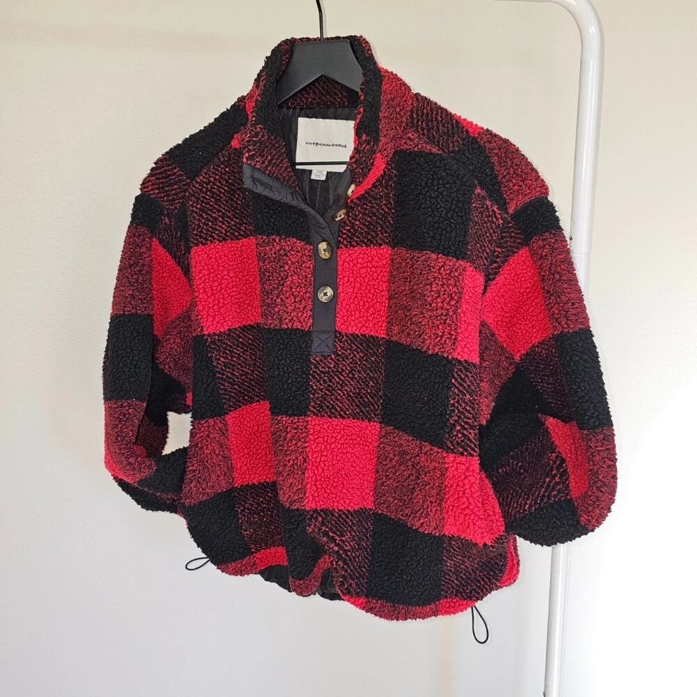 American Eagle Oversized Plaid Sherpa Jacket - Picture 3 of 9